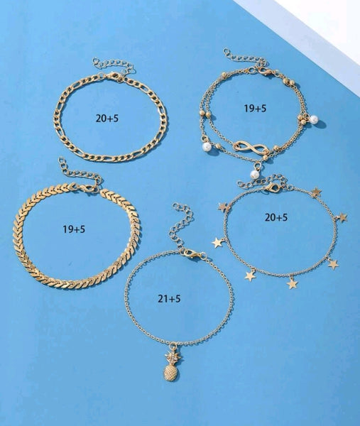 Faux Pearls Decor Anklets.