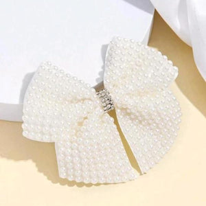 Faux Pearl Bow Hair Clip.