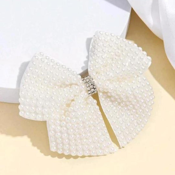 Faux Pearl Bow Hair Clip.