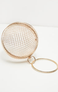 Gold Caged Sphere Clutch.