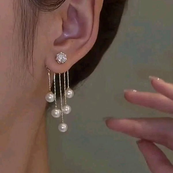 Rhinestone & Faux Pearl Decor Earring Jackets