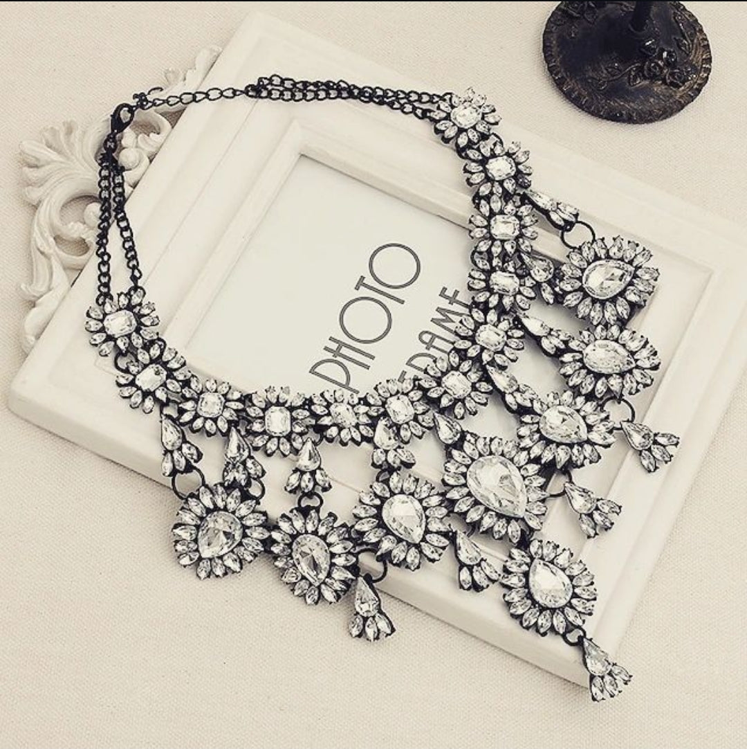 Statement Black Victorian Polish With Gemstone Neckpiece.