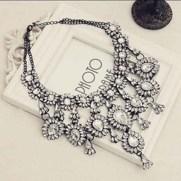 Statement Black Victorian Polish With Gemstone Neckpiece.