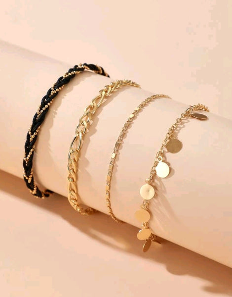 4pcs Round Charm Anklet