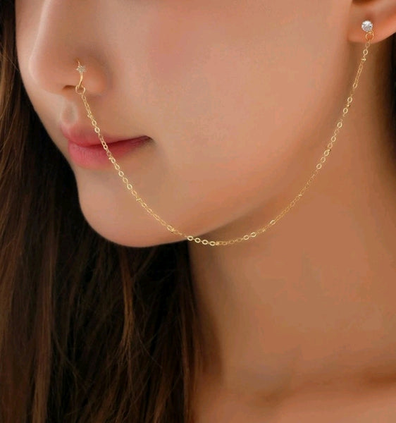 Flower Nose Chain & Ear Cuff Set.