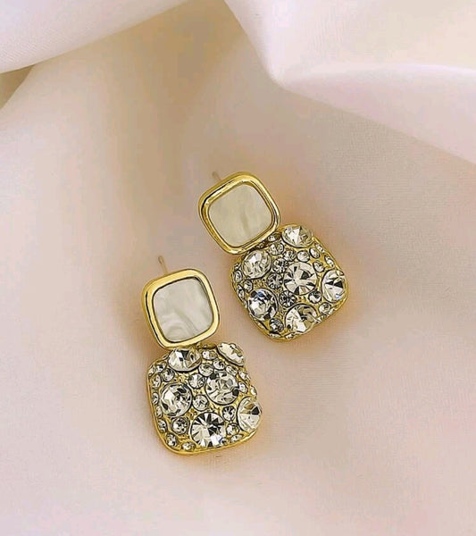 Rhinestone geo decor earrings