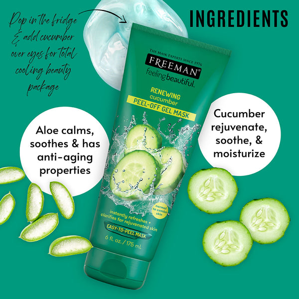 Feeling Beautiful, Renewing Peel-Off Gel Beauty Mask, Cucumber, 6 fl oz (175 ml)