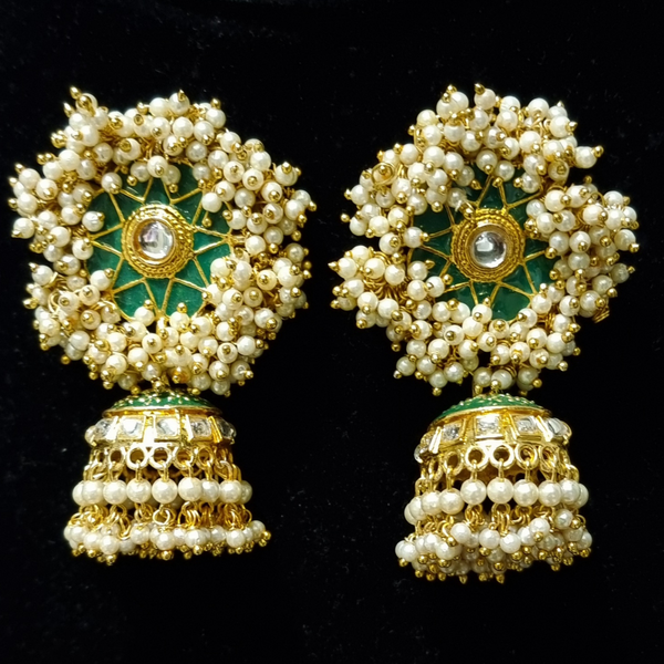 Gajra pearl jhumka.