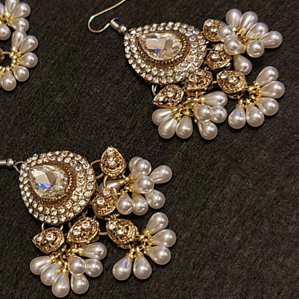 Zehan Tikka Earrings Set Blush Pink Drops – KaurzCrown.com