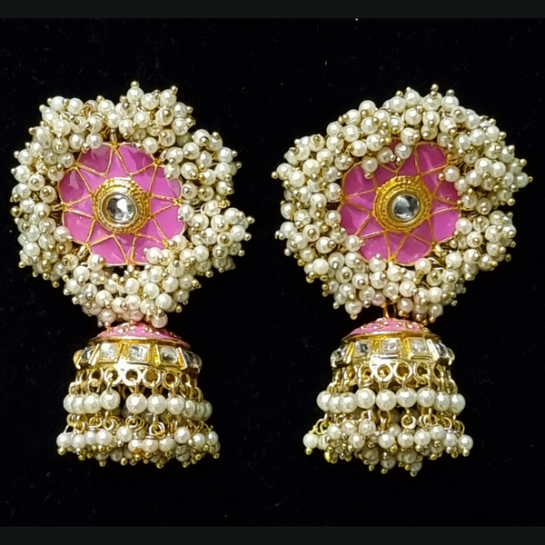 Gajra pearl jhumka.