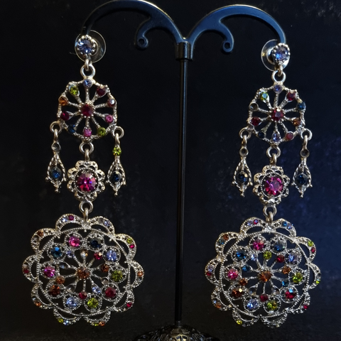 Multi crystal chandelier earrings