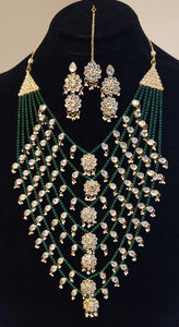 Indian Ethnic Kundan Jadau GoldPlated 7 layered malaa with Earring & tikka.