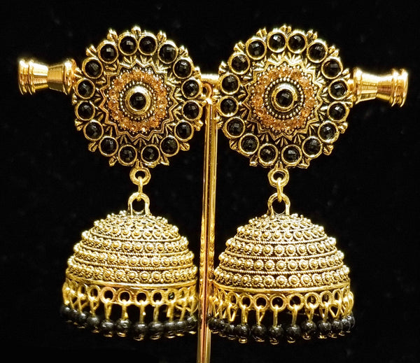 Golden brass multi color jhumkas