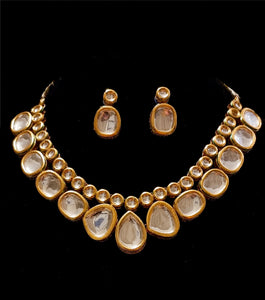 Kundan Meena Neck Piece made from brass yellow gold plated.