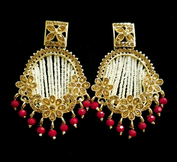 Flat Diamond and Pearls Chandbalis