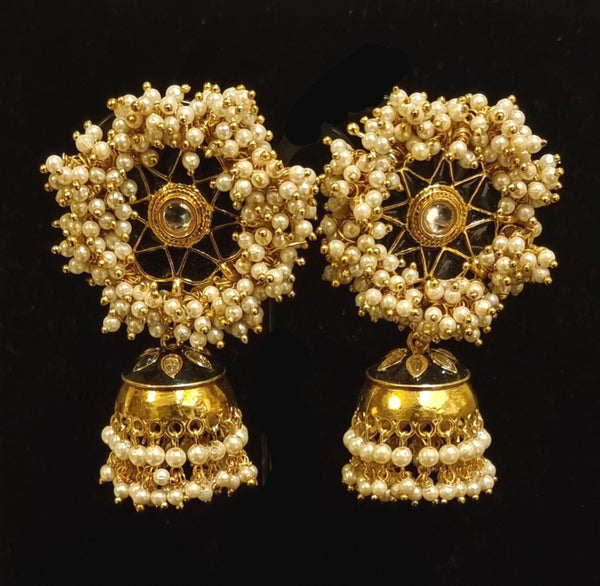 Gajra pearl jhumka.