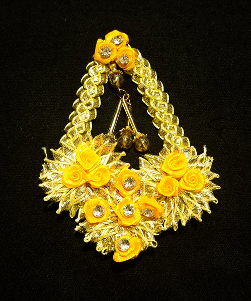 Yellow Gota Flower Jewellery set.