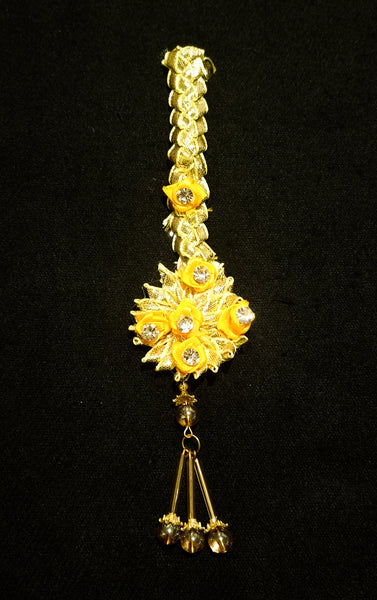 Yellow Gota Flower Jewellery set.