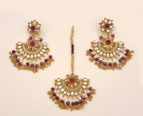 Jadau Choker Necklace with Ruby & Champgane Stones.