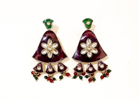 Jaipur Enamelled Kundan Earrings.