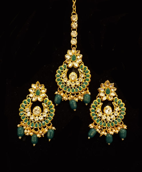 Semi-Bridal Gold Plated Kundan Choker With Earrings And Tikka