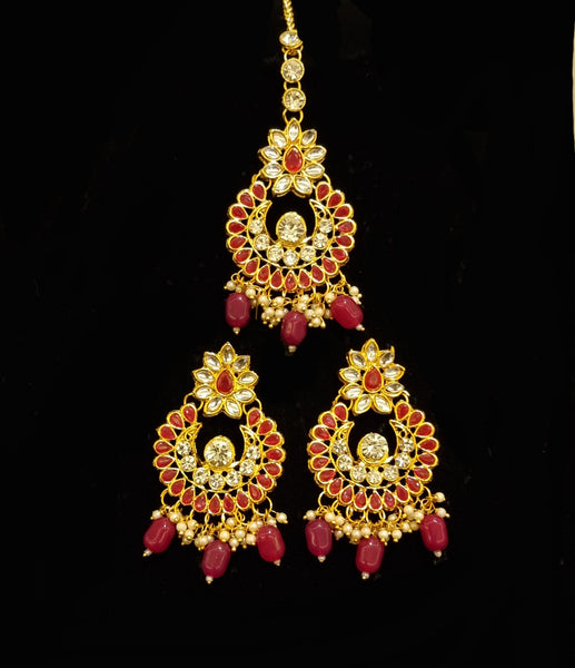 Semi-Bridal Gold Plated Kundan Choker With Earrings And Tikka