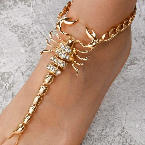 Rhinestone scorpion decor mittens anklets