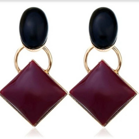 Red wine & black drop earrings