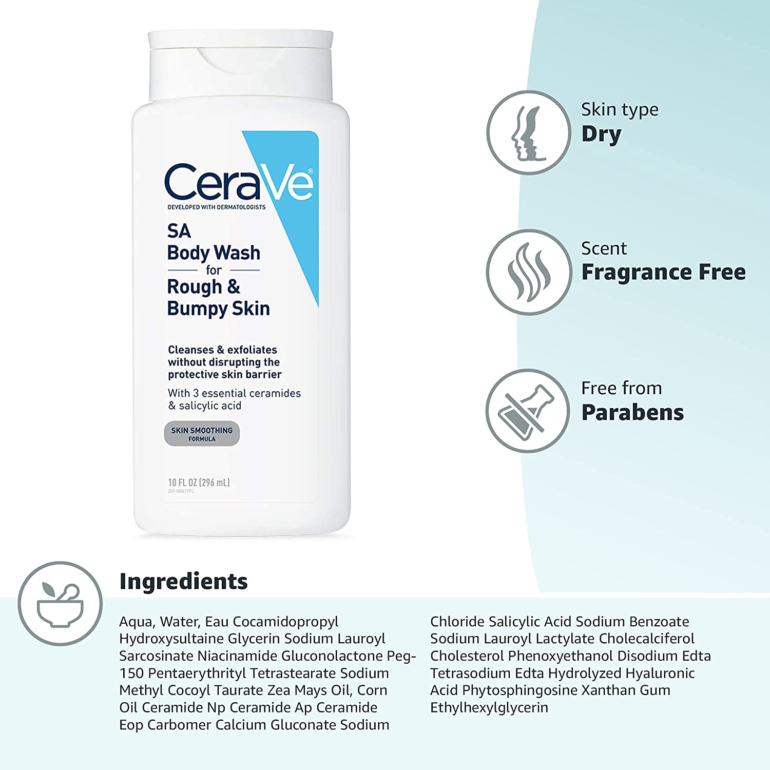 CeraVe Soothing Body Wash For Very Dry, Sensitive Skin - Shower Oil Formula, 10 Oz
