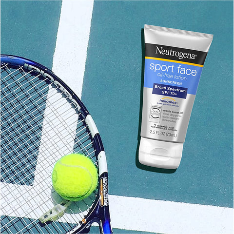 Neutrogena Sport Face Oil-Free Lotion Sunscreen with Broad Spectrum SPF 70+, Sweatproof & Waterproof Active Sunscreen, 2.5 fl. Oz