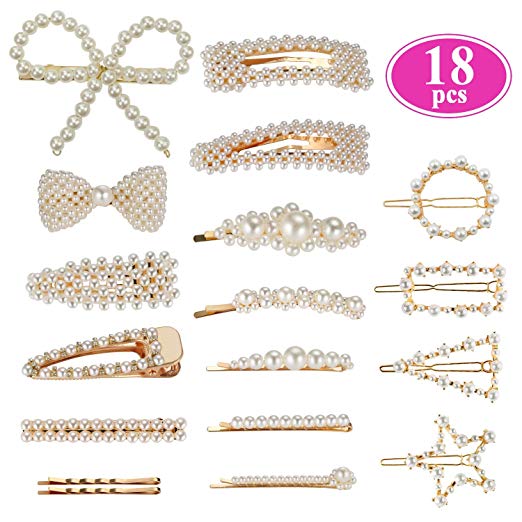 Pearl Hair Barrettes for Women Girls