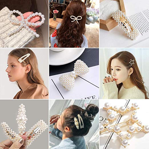 Pearl Hair Barrettes for Women Girls