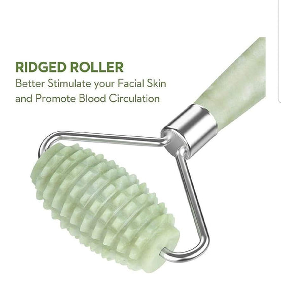 Kimkoo Jade Roller for Face-3 in 1 Kit with Facial Massager Tool,100% Real Natural Jade Stone Facial Roller Anti Aging,Face Beauty Set for Eye Anti-Wrinkle