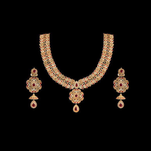 Bridal Kundan White and Maroon Color stones jewellery sets