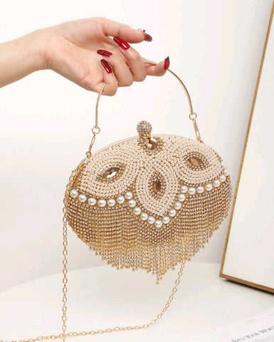 Rhinestone Decor Heart Design Novelty Clutch.