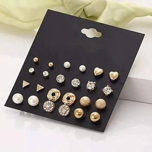 12 Pairs Faux Pearls Earrings.