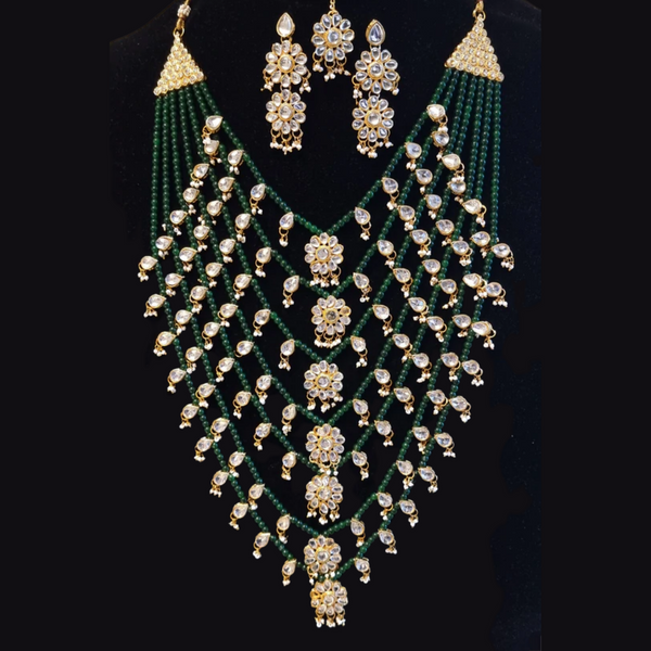 Indian Ethnic Kundan Jadau GoldPlated 7 layered malaa with Earring & tikka.