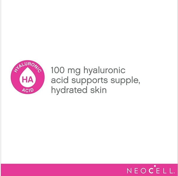 NeoCell Hyaluronic Acid, Daily Hydration for Skin Hydration & Suppleness,100mg 60 Capsules