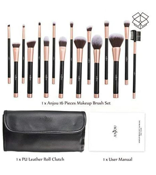 Makeup Brushes, Anjou 16pcs Makeup Brush Set Kit With Case Bag, 