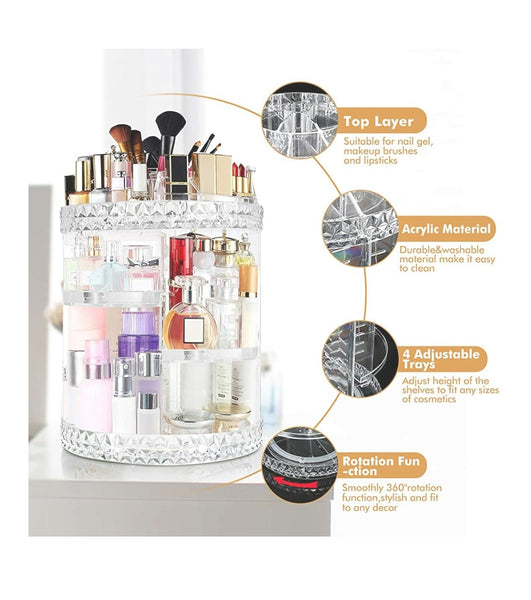 Makeup Organizer 360 Degree Rotating 7 Adjustable Layers Large Capacity 