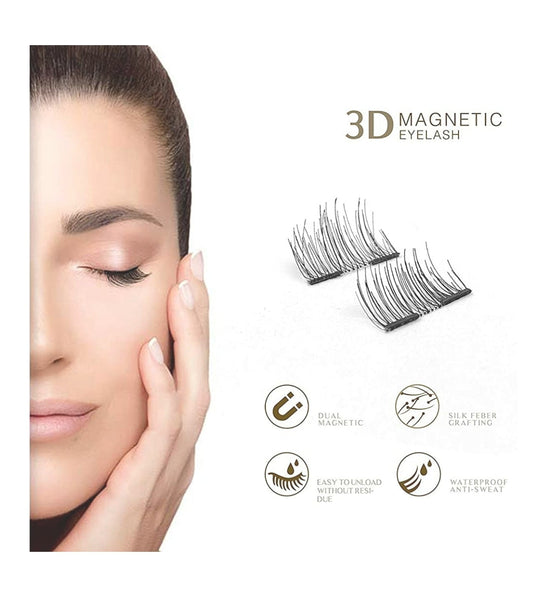 Vassoul Dual Magnetic Eyelashes, Natural Half Lash, 0.2mm Ultra Thin Magnet, Light weight Reusable 3D Eyelashes with Applicator