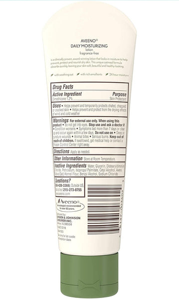 Aveeno Daily Moisturizing Body Lotion with Soothing Oat and Rich Emollients to Nourish Dry Skin, Fragrance-Free, 2.5 fl. oz