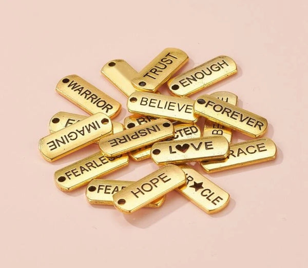 Engraved Motivational Charms Pendants( Gold, Silver )