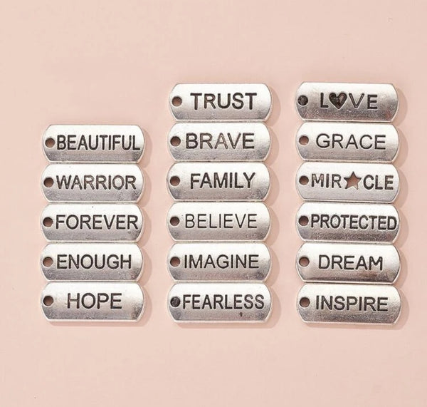 Engraved Motivational Charms Pendants( Gold, Silver )