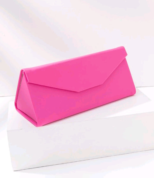 Foldable Glasses Case, Magnetic with Triangle Fold in PU Leather for All Glasses