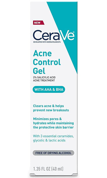 Salicylic Acid Acne Treatment with Glycolic Acid and Lactic Acid | AHA/BHA Acne Gel for Face to Control and Clear Breakouts |1.35 Ounce