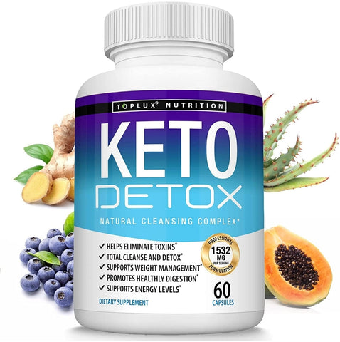 Keto Detox Pills Advanced Cleansing Extract – 1532 Mg Natural Acai Colon Cleanser Formula Using Ketosis & Ketogenic Diet, Flush Toxins & Excess Waste, for Men Women, 60 Capsules, Toplux Supplement