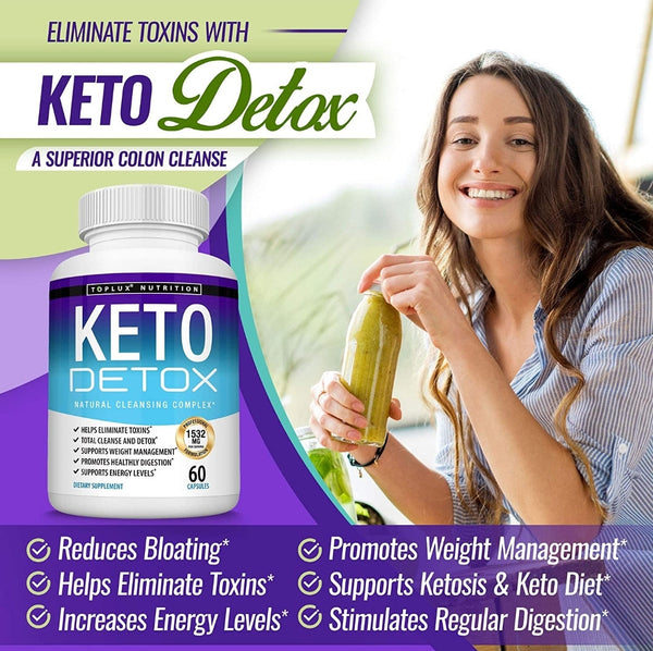 Keto Detox Pills Advanced Cleansing Extract – 1532 Mg Natural Acai Colon Cleanser Formula Using Ketosis & Ketogenic Diet, Flush Toxins & Excess Waste, for Men Women, 60 Capsules, Toplux Supplement