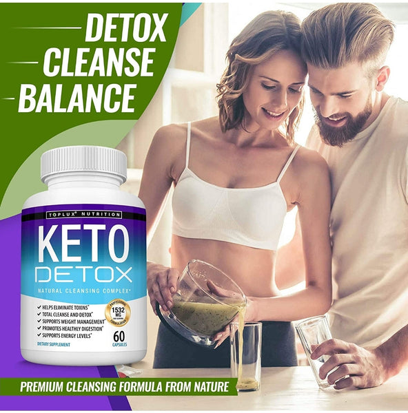 Keto Detox Pills Advanced Cleansing Extract – 1532 Mg Natural Acai Colon Cleanser Formula Using Ketosis & Ketogenic Diet, Flush Toxins & Excess Waste, for Men Women, 60 Capsules, Toplux Supplement