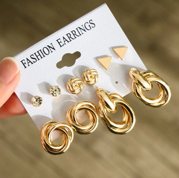 5 Pairs Golden Earrings.